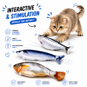Poisson interactif pour chat – Jouet stimulant rechargeable